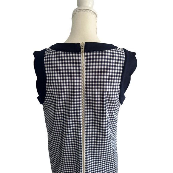 SARA CAMPBELL Blue White Gingham Plaid Shift Dress Size Small - Picture 7 of 8